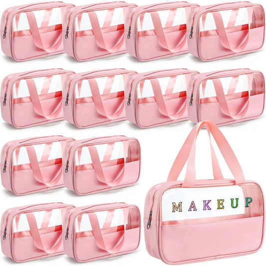 12-piece portable cosmetic travel pouch set.