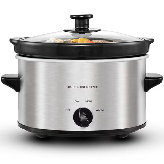 2.0Qt Slow Cooker, Adjustable Temp, Entrees, Sauces, Stews & Dips, Dishwasher Safe Glass Lid & Crock, Stainless Steel, Kitchen Appliances, Cookware, Cooking Pot, Kitchen Items, Slow Cooker, Slow Cooker, 1.5QT Slow Cooker