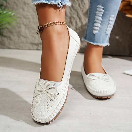 Women's Retro Bow Flat Shoes