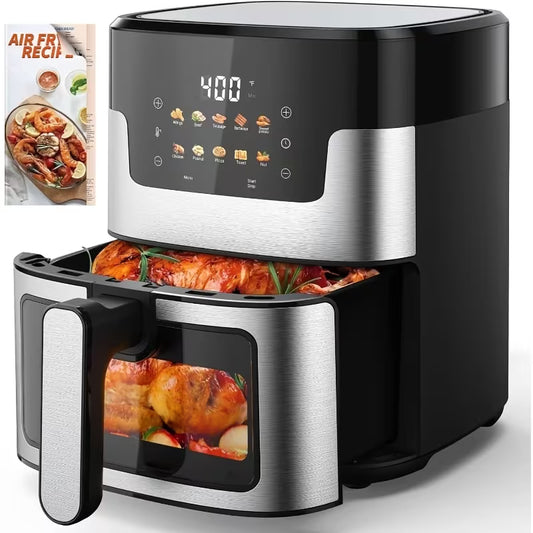 [10-in-1 Air Fryer] 10-in-1 Digital LED Touch Screen Air Fryer, 7.5QT Oilless Cooker With 10 Preset Cookings, Dishwasher-Safe Basket & 100pcs Air Fryer Paper Liners
