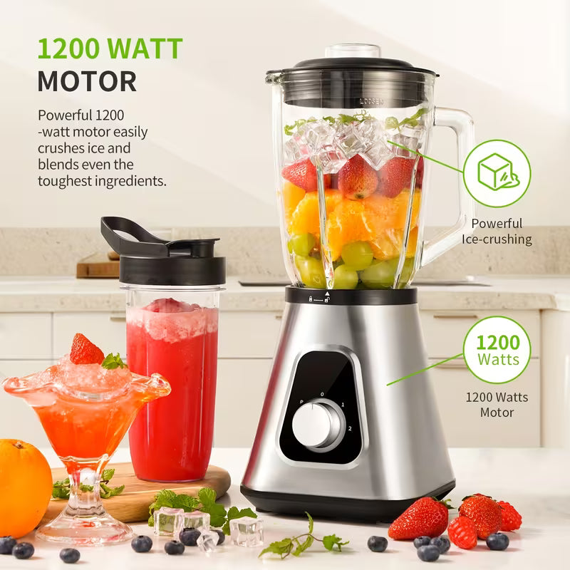 SHARDOR 1200W Blender, Smoothie Maker And Milkshake Machine, 52 Oz Countertop Blender And 22 Oz Personal Blender Set, 3 Adjustable Speeds for Frozen Fruit Beverages, Smoothies, Sauces, Perfect Gifts for Friends And Family, High Capacity