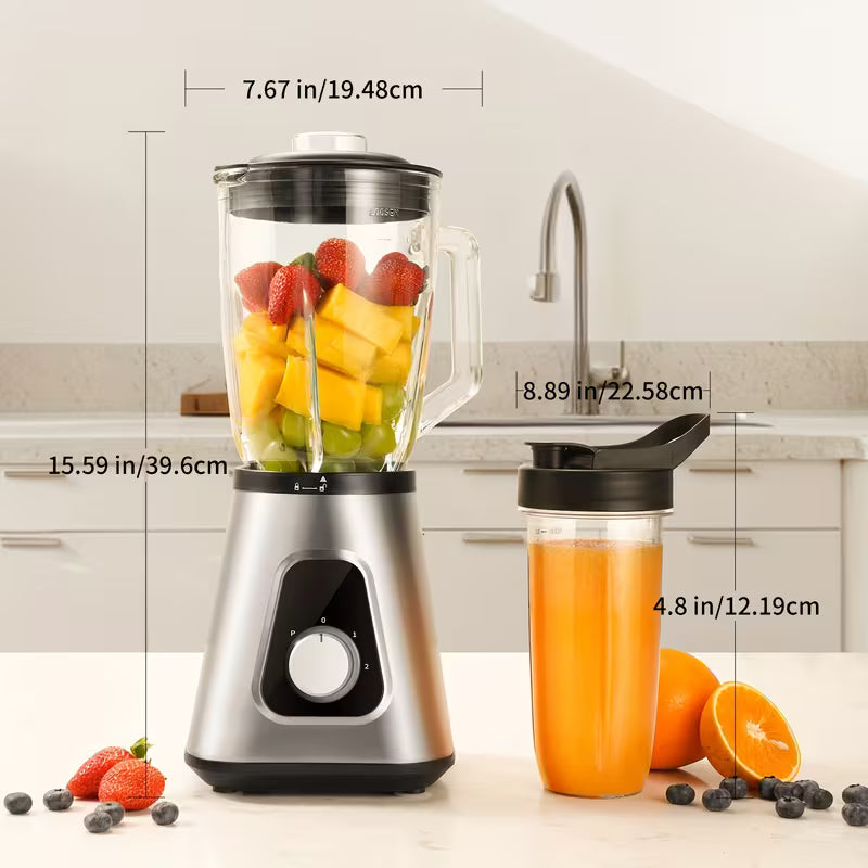 SHARDOR 1200W Blender, Smoothie Maker And Milkshake Machine, 52 Oz Countertop Blender And 22 Oz Personal Blender Set, 3 Adjustable Speeds for Frozen Fruit Beverages, Smoothies, Sauces, Perfect Gifts for Friends And Family, High Capacity