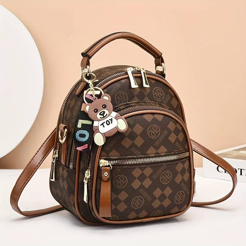 Geometric PVC College Style Backpack