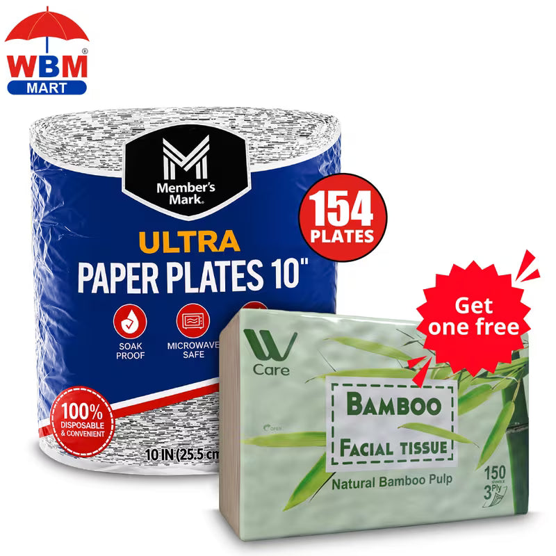 154/220 - Premium Paper Plates, 10 Inch Microwave-Safe, Cut Resistant, Soak-Proof, Sturdy Disposable Plates For Everyday Breakfast, Lunch, & Dinner Meals, Kitchen Decor, Kitchen Accessories, Wedding, Camping, Independence Day, Daily, Household ItemsUltra,