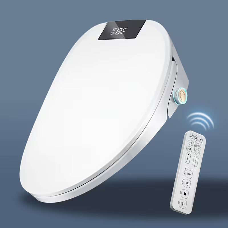Bidet Toilet Seat with Warm Water, Air Dryer, Heated Seat, LED Light, Quiet Operation, Wireless Remote, Stainless Steel Nozzle, Sittable Lid
