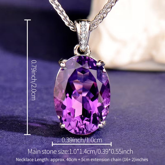 925 Sterling Silver Natural Crystal Pendant Necklace