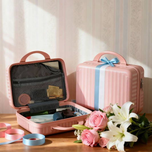 14-inch hard shell portable makeup case.