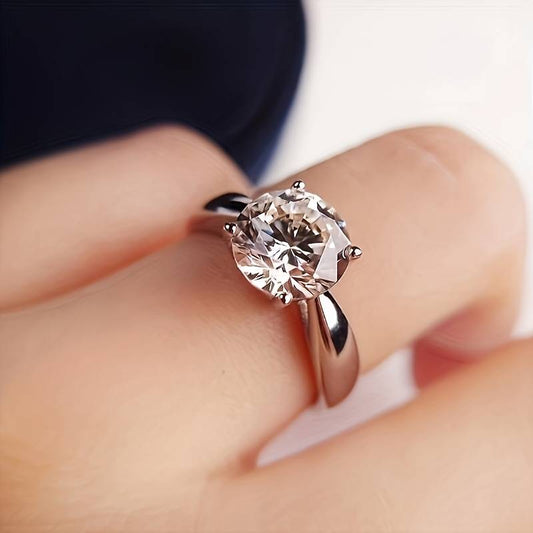 925 Sterling Silver Moissanite Adjustable Ring