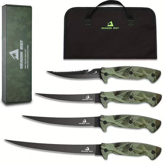 Fish Fillet Boning Knife Set for Meat Cutting, Ultra-Sharp Stainless Steel Fishing Knife, Fresh Or Saltwater, with a Durable Storage Bag And a Sharpening Tool