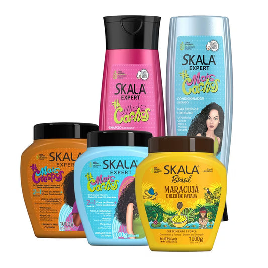 Skala Expert Hair Care 5-Piece Kit: Mais Cachos, Maracuja & Mais Crespos Treatments (1000g Each) + Shampoo & Conditioner (250ml Each) Haircare