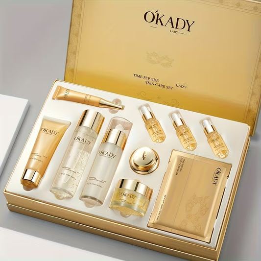 24 Golden ColorPolypeptide Skin Care Set, Complete Skin Care Routine, Peptides - Skin Care Day And Night Care, Suitable for All Skin Types, Allergy Free, Women's Gift, Thanksgiving Gift, (Deluxe Premium Skin Care Set)Mother's Day Gift