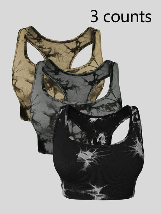 3-Pack Tie-Dye Seamless Sports Bras