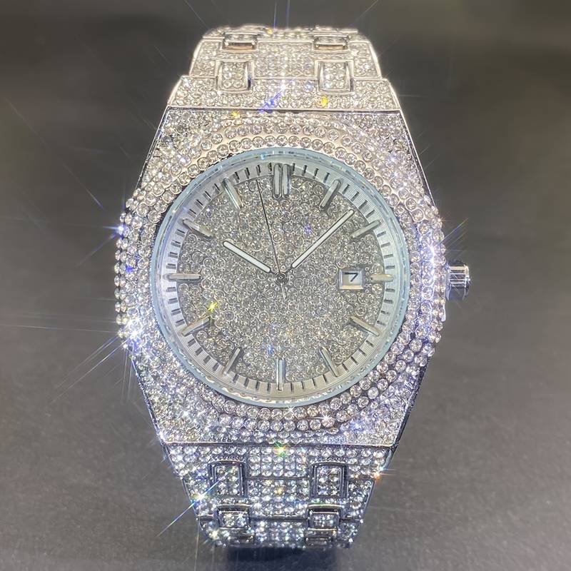 MISS FOX hip hop quartz watch with rhinestone accents.