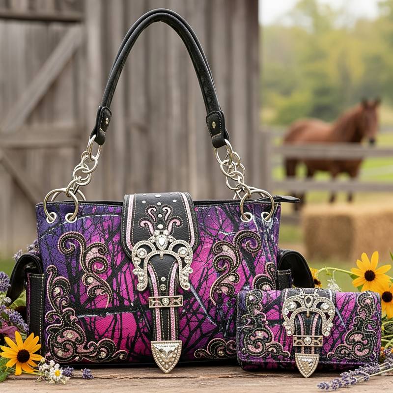 Western style handbag and wallet set.