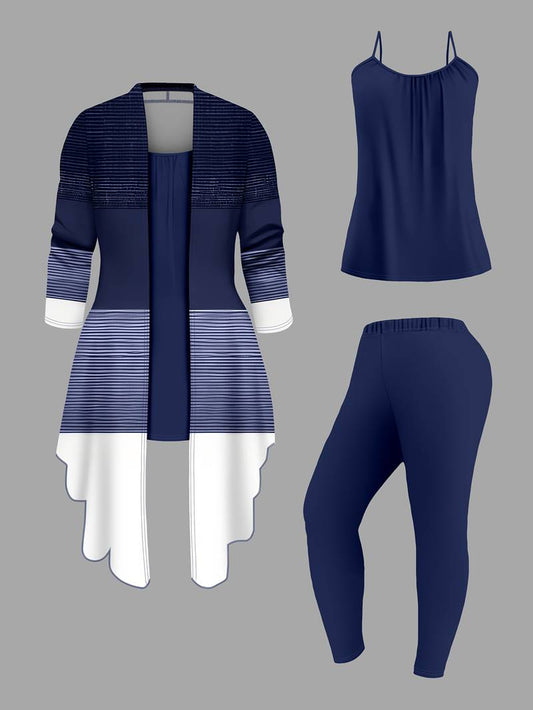 Women’s 3-piece printed cardigan suit set.