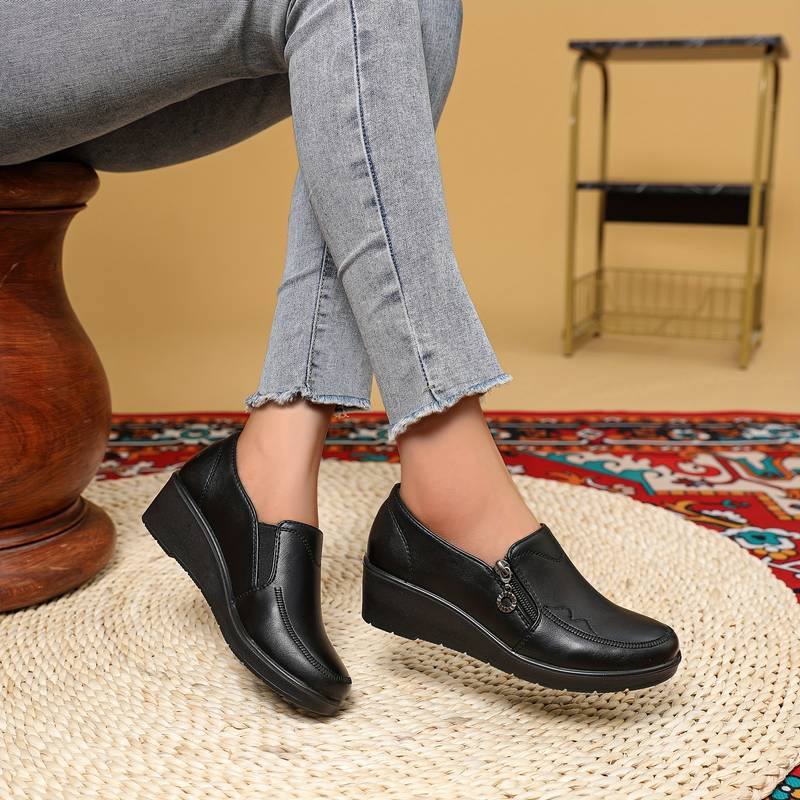 Women's Embroidered Side-Zip Work Loafers
