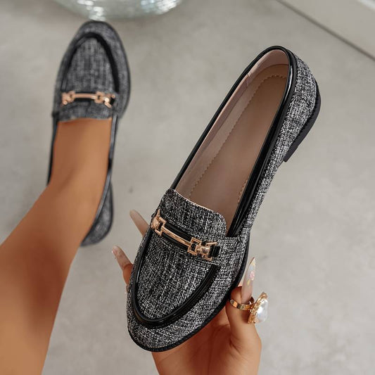 Women's Metal Button Slip-On Loafers