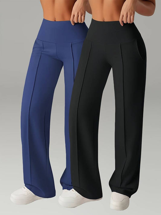 2-Pack Women's Wide-Leg Yoga Pants with Pockets