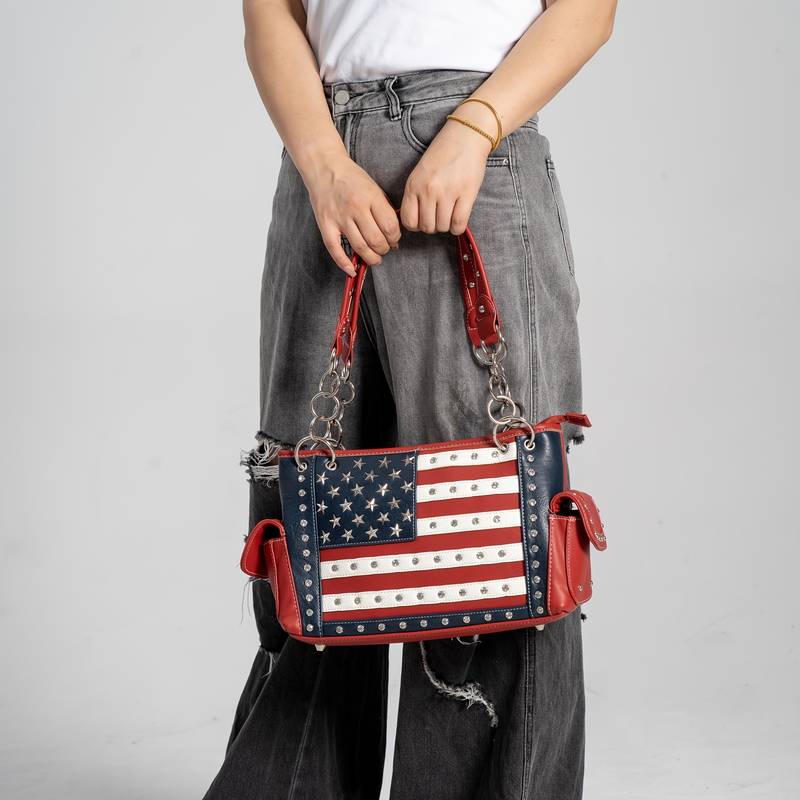 USA flag rhinestone purse and wallet set.