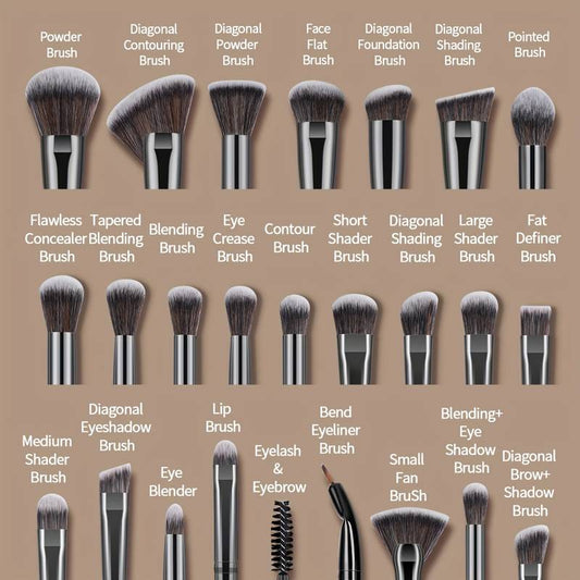 MAANGE 37-piece professional makeup brush and sponge set.