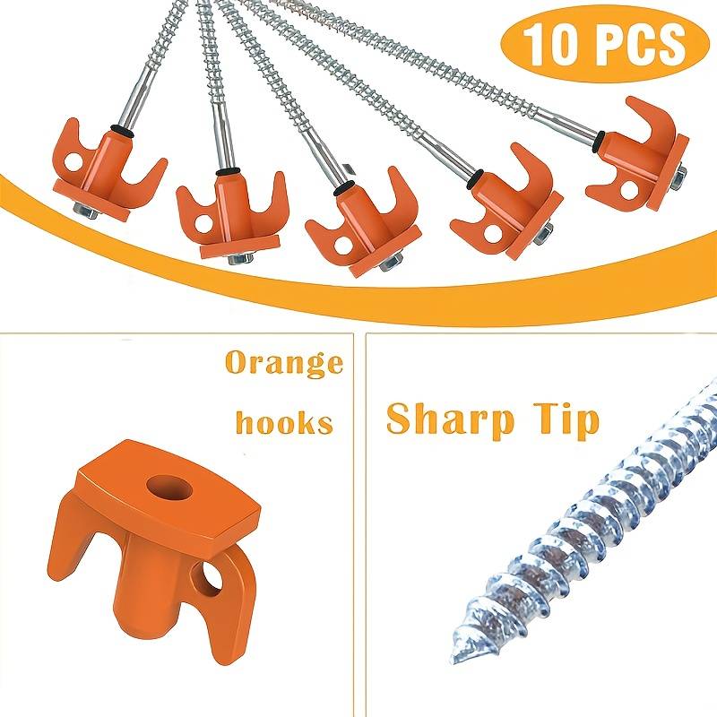 10-pack heavy-duty tent stakes for secure ground anchoring.