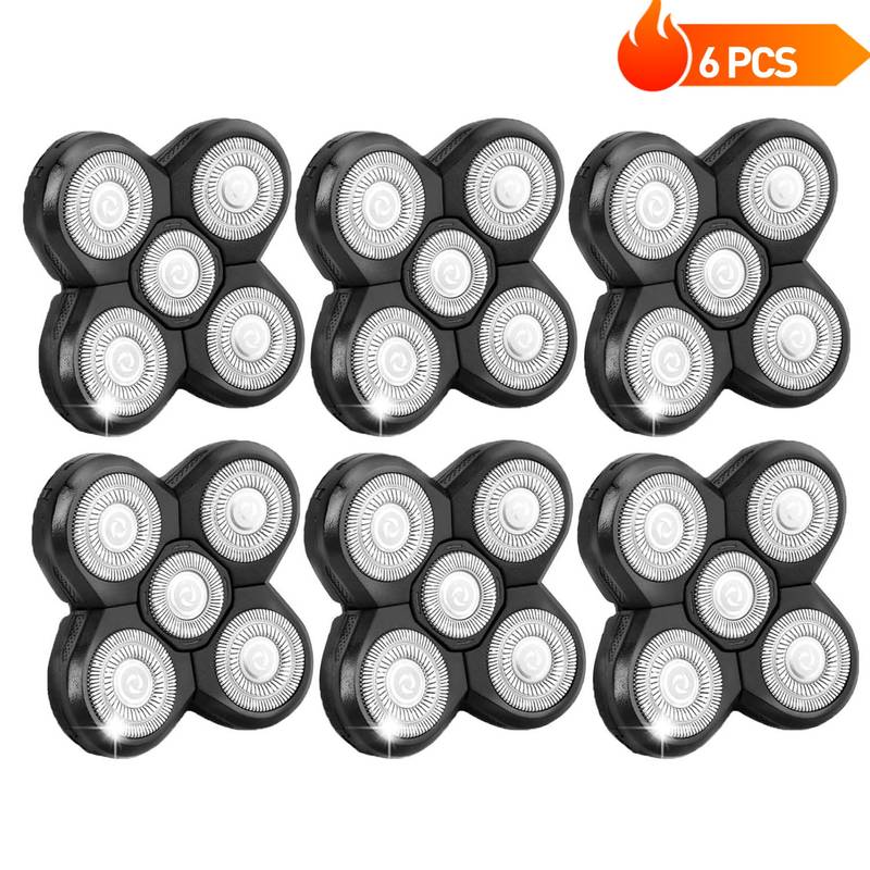 6-piece electric shaver replacement head set.