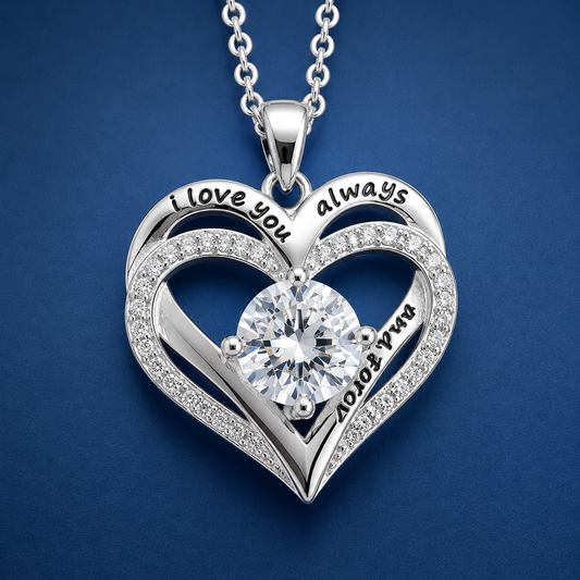 925 Silver 1 Carat Moissanite Necklace for Women, Fashionable Heart-Shaped Couple's Pendant Necklace, Unisex Necklace, Trendy and Elegant Design for Proposals, Engagements, Weddings, Banquets, Parties, Classic Simple Style, Casual and Sophisticated