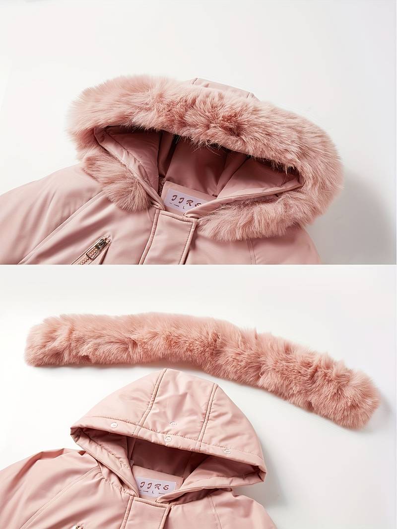 Women's Hooded Trench Coat with Faux Hood