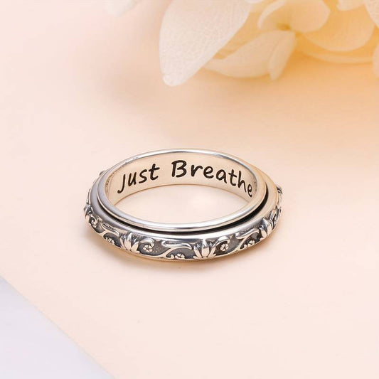 S925 Sterling Silver Lotus Spinner Fidget Ring
